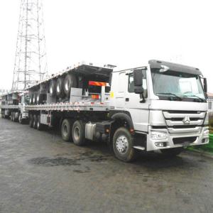 5 units Howo tractor truck and flatbed trailer loaded on the ship for the Ghana